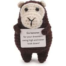 1pc Solarfun Handmade Crocheted Gorilla - Crocheted Plush Doll, Comes With Inspirational Card, Handmade Gift, Suitable For Home/Office Decor, Teacher's Day & Colleague Gifts - Multicolor - View 1