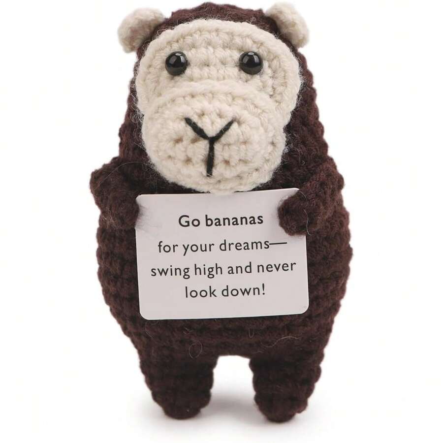 1pc Solarfun Handmade Crocheted Gorilla - Crocheted Plush Doll, Comes With Inspirational Card, Handmade Gift, Suitable For Home/Office Decor, Teacher's Day & Colleague Gifts - Multicolor - View 1