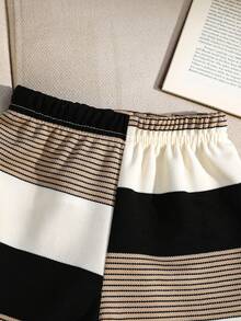 3pcs Baby Boy Outfit Set: Sleeveless Striped Bear Embroidered Vest, White Shirt, And Casual Shorts