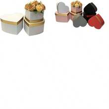 Set 3 Piezas Caja Para Arreglos Florales Y Regalos (Cartn Laminado Corazn Negro) - cartón laminado corazón black1 - Ver 6