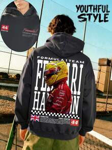 Men's Hoodie, Vintage F1 Racing Sweatshirt, Retro  Hamilton Graphic Hoodie, Gift For  Fans - 深灰色 - 查看 1
