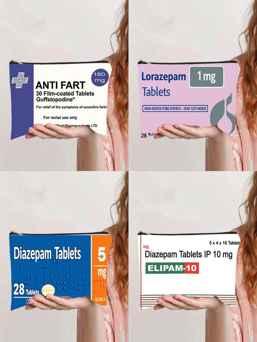 5mg Diazepam Cosmetic Storage, Ideal For Travel, Vacation, Fitness And Camping. This Zipper Design Is Vibrant And A Fashionable Choice For On-The-Go Storage. It Has A Zippered Closure, Suitable For Everyone.