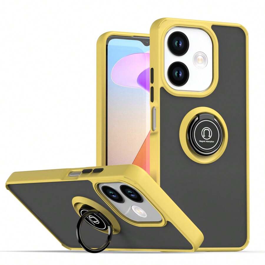 Qi Ying + Adsorption + Stand Series Skin-Friendly Phone Case Restoring Naked Phone Feel. Car Magnetic Adsorption + Hidden Stand Craftsmanship Anti-Drop Phone Case, Suitable Compatible With Iphone 17/16/13/14/15 ProMax, S26/25/24+, UA04/A05/A14/A15/A24/A25/A34/A54S, , OPPO, VIVO, Redmi Note 11/12/13C+, Whole Set Of Phone Cases Suitable For VIVO NK X100/VIVO NK400 - Yellow - View 1