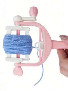 手动曲柄绕线器 | 适用于纱线、绳索、细线、丝带、头发及其他重型工艺工具 - 配有夹紧装置、速度控制和稳定底座 - 非常适合手工制作、钩织娃娃、绒球、流苏等 - 粉色和白色 - 操作简便 - 彩色 - 查看 4