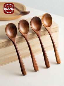9件套木勺，包括18厘米/7英寸木制蜂蜜勺（用于泡茶）、优雅木制茶匙（用于搅拌咖啡）、小型木勺（用于烹饪）、有机木勺（用于汤、茶和用餐）、手工木制餐勺 - 棕色 - 查看 1