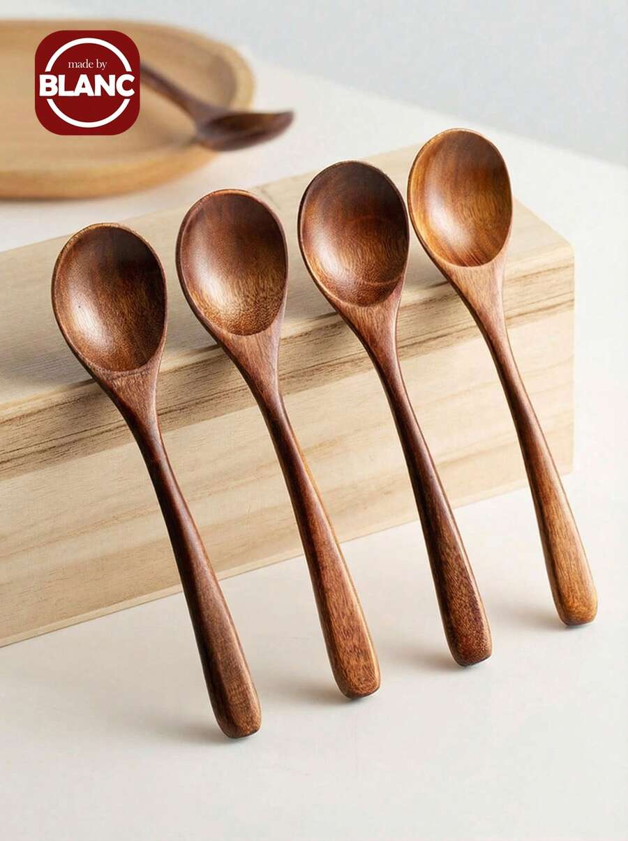 9件套木勺，包括18厘米/7英寸木制蜂蜜勺（用于泡茶）、优雅木制茶匙（用于搅拌咖啡）、小型木勺（用于烹饪）、有机木勺（用于汤、茶和用餐）、手工木制餐勺 - 棕色 - 查看 1