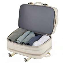 Waterproof Expandable Backpack For Notebooks, Travel, Executive, School, Reinforced, Large Capacity With USB Port, Unisex - Beige - View 8