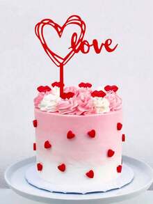 10pcs Red Heart LOVE Cake Toppers, Acrylic Heart Cake Decorations, Valentine's Day Cupcake Toppers, Cake Decorations For Birthday, Wedding, Suitable For Valentine's Day, Birthday, Mother's Day, Anniversary Party Cake Decor, Valentine's Day Party Decorations - Red - View 5