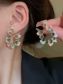 Andkiss Cubic Zirconia Decor Stud Earrings - 彩色 - 查看 5