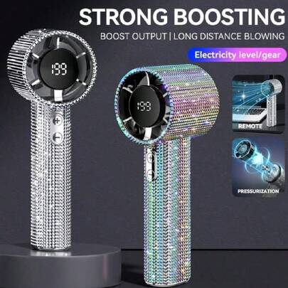 Luxury Full Diamond Portable Handheld Mini Electric Fan, USB-C Rechargeable Turbo Fan, Adjustable Speed Quiet, 1800mAh Battery, Summer Office Travel Outdoor Daily Use Gift Box,Outdoor,Garden,Travel Essentials,Portable Essentials,Beach Essentials,Graduation Season,Commencement,Graduation Ceremony,Graduation Gift,Graduation Present,Graduation Gift,Graduation Present,Congrats Grad,Congratulations Graduate,Valedictorian,Finish School,Graduation Party,Outdoor Essentials,Travel Portable,Hiking Essentials,Camping Essentials,Portable Tools,Summer Essentials ,Summer Portable