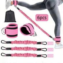 1pc/5pcs Ankle Resistance Bands, Fitness Ankle Straps With Bands For Leg And Butt Workout, Ankle Strap With Exercise Bands For Yoga, Taekwondo, Leg Jump Resistance, Ankle Resistance Rope, Gym Accessories - Pink - View 2
