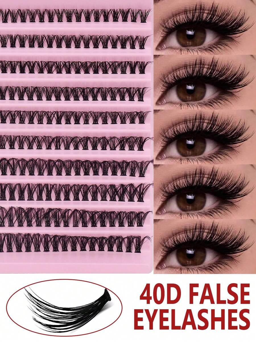 200片装 30D/40D/80D D型卷翘浓密假睫毛套装，DIY假睫毛套装，超浓密黑色假睫毛套装，日常妆容黑色假睫毛套装，D型卷翘浓密假睫毛套装，黑色单片假睫毛套装（200片），8-12mm混合单片假睫毛套装，居家DIY，D型卷翘浓密Rizos假睫毛，迷你旅行DIY睫毛套装，单片假睫毛，假睫毛 - D - 查看 1