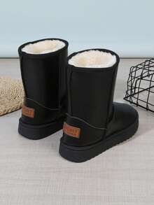 1 Pair Thick Plush Tall Boots, Thick Sole Versatile Women Slip-On Mid-Calf Boots - Multicolor - View 3