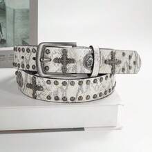 Cinto Original com Crânio e Estampa de Leopardo, Estilo Punk Rebite Y2K para Roupa de Balada - Multicolorido - Visão 13