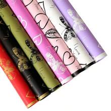 20张花卉包装纸，礼品包装纸，心形印花包装纸，韩式花束包装纸丝带，DIY手工礼品包装装饰花卉材料，包装纸，薄纱纸，花束用品，紫色薄纱纸，适用于礼品袋和包装，情人节，多色礼品包装纸，情人节礼品包装纸，生日艺术纸工艺品。