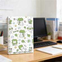 Cuaderno de hojas sueltas extraíbles A5 con lindos patrones de animales, escritura indolora, esencial para estudiantes de secundaria y preparatoria, estética de mascotas frescas, artículos de papelería para estudiantes, notas de clase, libro de registro de errores - Multicolor - Ver 4