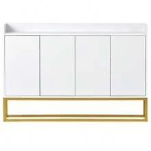 Modern Minimalist Sideboard, 4-Door Handleless Buffet For Dining Room, Living Room, Kitchen (White) - 白色 - 查看 11