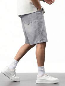 European & American Teenage Boys' Fashionable Casual Style Gray Denim Shorts - Grey - View 4