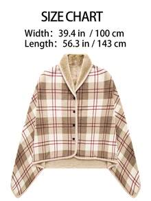 1pc Cozy Plush Wearable Blanket, Checkered Pattern Wearable Blanket Shawl (With Buttons), Super Soft Sleeveless, Vintage Style, Machine Washable, Warm & Comfortable