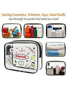 Túi đựng đồ vệ sinh cá nhân trong suốt mới - Vật dụng cần thiết khi đi du lịch, Túi đựng đồ vệ sinh cá nhân du lịch xách tay có khóa kéo, Túi đựng đồ vệ sinh cá nhân bằng PVC trong suốt dùng cho bãi biển, Túi đựng đồ chống thấm nước, Túi đựng đồ trong suốt, Túi đựng cáp và cổng USB, Có thể đựng thuốc, bộ dụng cụ y tế, v.v. Túi đựng thuốc, Hộp đựng thuốc, Hộp đựng thuốc, Túi đựng thuốc bệnh viện, Bộ dụng cụ sơ cứu, Túi đựng thuốc, Vật dụng cần thiết khi đi du lịch, Vật dụng cần thiết khi đi nghỉ mát - Nhiều màu - Xem 5