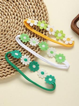 3件套彩色婴儿花朵发箍，可爱设计，适合所有季节，非常适合拍照和送礼。