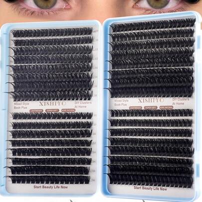 640/608pcs D-Curl Fluffy False Eyelashes, High Capacity, Suitable For Beginners, Dense & Voluminous, DIY Segmented Lash Extension, Enlarging Eyes, Lightweight & Reusable, Large Capacity Individual Lashes, Soft & Natural, Create 3D Layered Eye Makeup, Easy For Home DIY, Portable For Travel, Convenient For Daily Commute