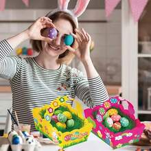 8 Peças Cesta de Presente de Páscoa, Sacolas de Presente de Coelho de Páscoa Feitas à Mão DIY, Acompanha 12 Adesivos Coloridos para Decoração DIY de Cestas de Presente, Decorações de Festa do Coelho da Páscoa