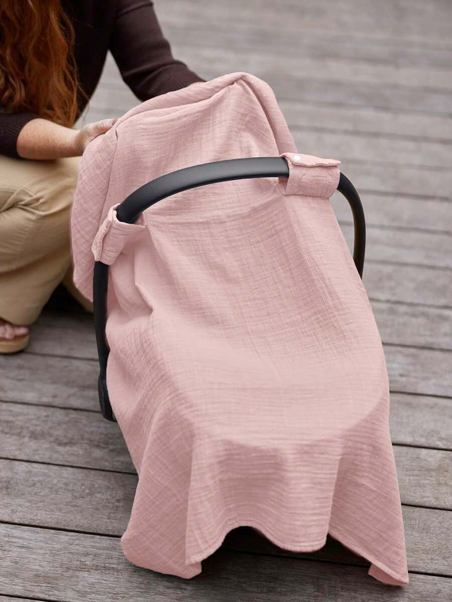 1件升级版棉纱婴儿推车遮阳篷，柔软透气遮阳毯，灰色户外防尘罩，轻便夏季遮阳，保护隐私，宝宝户外活动必备，婴儿礼物