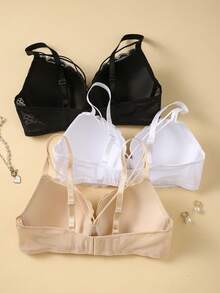 mimilemon 3pcs Plus Size Lace Bras, Comfortable Underwire Bras For Women - Multicolor - View 3