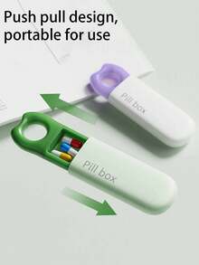 1pc Purple/Green Pill Organizer Box, Portable Compartment Pill Case For Travel, Compact Multi-Function Drawer Pill Box, Suitable For Travel, Home Or Outdoor Use, Minimalist Design, Secure Closure, Essential For Frequent Travelers