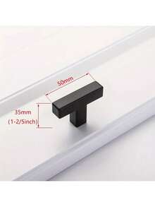 4pcs Black Square Stainless Steel Cabinet Handles, Furniture Hardware Accessories, Kitchen Cabinet/Drawer Pulls - Black - View 10