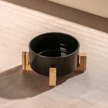 Ceramic Dog/Cat Bowl With Wooden Stand, Non-Slip Heavy Duty Pet Food & Water Bowl Set For Cats And Small Dogs - 550-980ml - View 9