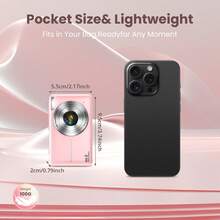 STUOGYUM DC403 Digitalkamera, 44MP, Autofokus, 16x digitaler Zoom, Full HD 1080P Video, Bildstabilisierung, kompakt & tragbar, inklusive 32GB Speicherkarte, 700mAh Akku und Kameratasche. Ideal für Einsteiger in Fotografie und Videografie (Pink, Grün, Schwarz) - Kamera + 32G TF-Karte + Kameratasche - Übersicht 4