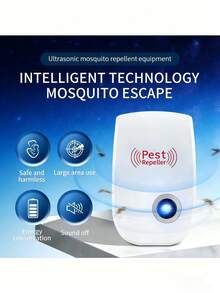 10/5/3/1 Ultra High Frequency Pest Repeller Set, suitable for all types of houses. White model. Ultra High Frequency plug-in device. Used to repel spiders, rats, mosquitoes, cockroaches, mice, rodents, insects, ants, flies. US standard plug 110V. An electronic ultrasonic device for repelling insects. Suitable for indoor household use. Can be used to repel rats, cockroaches, mosquitoes, geckos, flying insects, pests and snakes. Can effectively repel small animals. - Tipo de Enchufe A USA (110-127V) - Ver 10