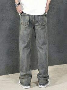 Celana Jeans Kasual Pinggang Elastis dengan Saku dan Ujung Berumbai untuk Anak Laki-Laki Remaja, Cocok untuk Semua Musim - MultiWarna - View 2