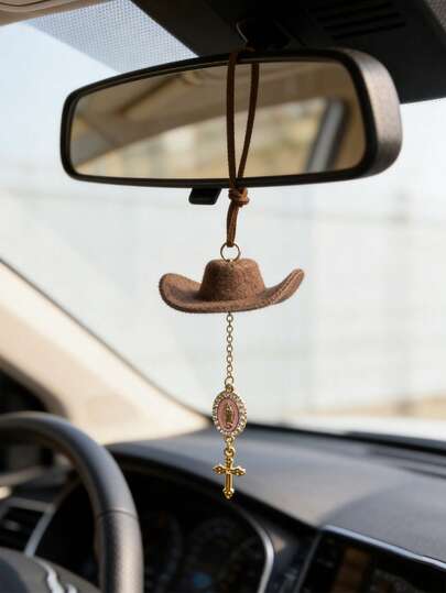 1 st cowboyhatt bilhänge retro kors bil backspegeldekoration bilinredning hänge