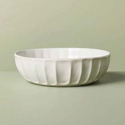 42 Fl Oz Large Stoneware Serving Bowl Sour Cream With Magnolia
