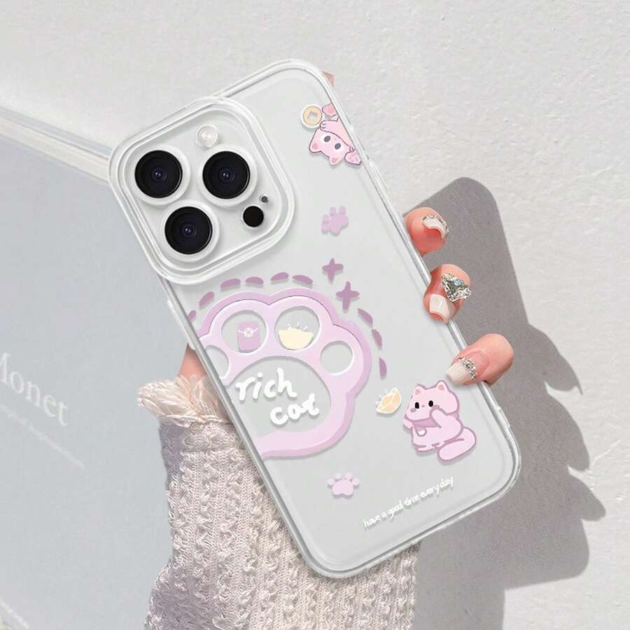 Money Cat For Oppo RENO14 13 12 11 10 07 05 PRO F  A94 79 78 60 58 57 38 35 17 17K   Precision hole lens full-coverage transparent soft case,flexible and   scratch-resistant - TMTSY-Transparente-KUFZEYGato de dinero - Ver 1