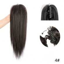 1pc Elegant Synthetic Claw Clip-On Ponytail Extension, Medium-Long Straight Hair, High-Temperature Fiber Material, Natural Appearance, Easy To Wear, Suitable For Everyday Use - Multicolor - View 13