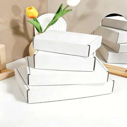 20pcs White Corrugated Cardboard Boxes - Sturdy And Durable Shipping/Postal Packaging Boxes And Packing Materials, Lightweight And Durable, Suitable For Small Businesses, Ideal For Packaging Retail Goods, Small Items, Gifts And Products - Provides Protection For Transportation