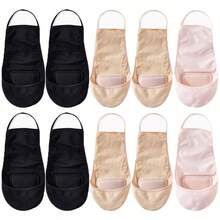 5 Pairs Of Women's Summer Soft Bottom Anti Slip And Anti-Wear Foot Cushion Sling Anti Slip Solid Color Half Palm High Heels Boat Socks