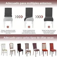 6 Pzas cubiertas de silla resistentes a salpicaduras en unicolor,Elástica Protectora De Silla Comedor Removible.cubierta moderna para silla de comedor de poliéster elástico, La cubierta de la silla es adecuada para la mayoría de las sillas, y la tela de alta elasticidad puede adaptarse a su silla muy bien y hacer que su silla se vea más fresca.  La cubierta de la silla de comedor puede transformar su vieja silla en una nueva, actualizar su decoración interior, extender la vida útil de la silla y ahorrar su dinero. Las fundas decorativas para sillas se pueden utilizar en salones, banquetes de boda, hoteles, conferencias, celebraciones, ceremonias, restaurantes, etc.todas las estaciones. - Gris oscuro - Ver 4