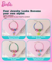 1PC Barbie Officially Licensed DIY Beaded Bracelet Blind Box Hand String Surprise Box Colorful Stackable Crystal Wrist Adornment Cute Shaped Multiple Styles Random Inlaid Diamond Pendant Bracelet Adjustable Chain Acrylic Accessories Birthday Party Gifts - Multicolor - View 6
