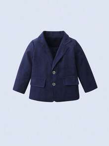 3pcs Young Boys Gentleman Outfit - White Long Sleeve Shirt With Bow Tie, Suspender Pants, And Navy Blue Suit Jacket, Fashionable & Outfit For Birthday Party, Wedding, Ring Bearer, Formal Occasions - Navy Blue - View 6