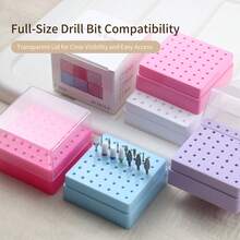 40/49 Hole Nail Drill Bit Storage Box, Dust-Proof Nail Drill Bit Base, Nail Drill Bit Display Rack, Cleaning Box, Salon Manicure Tool - Multicolor - View 2