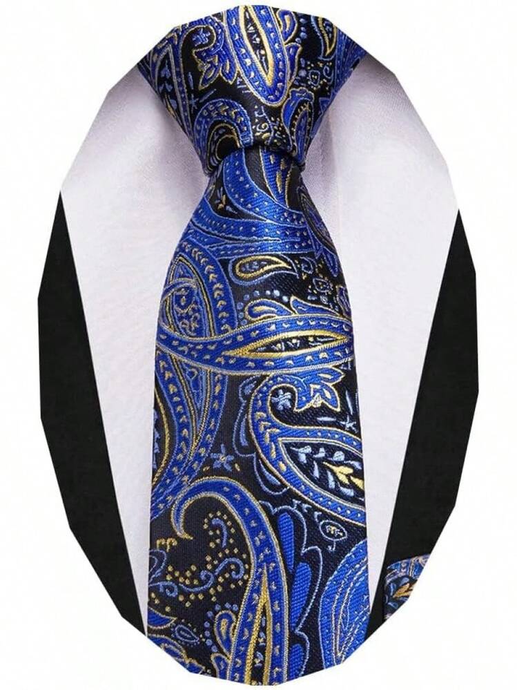 ¡Recomendado¡Corbata Dubulle para Niños, Corbata de Seda para Niños y Pañuelo de Bolsillo para Edades de 8 a 14 Años¡Top de Temporada - Paisley azul púrpura - Añade 1