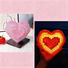 3D立体拼图花朵心形积木玩具，创意DIY手工礼物，花束积木，小颗粒拼装积木，立体玩具，情人节礼物，送给朋友和家人，青少年和成人皆宜 - 彩色 - 查看 8