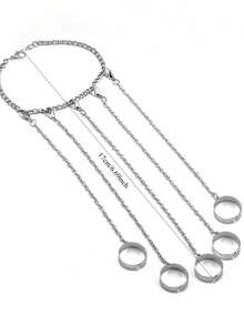 新款朋克风格银质指环链，时尚可调节男女指关节首饰，嘻哈配饰礼物