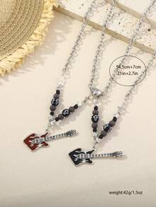 复古吉他情侣项链套装，也可单独购买项链，情人节礼物 - 復古銀色 - 查看 8