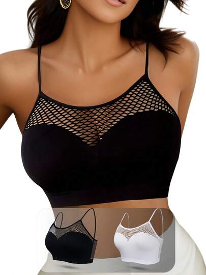 2件装无缝镂空可调节肩带无钢圈舒适透气女士文胸